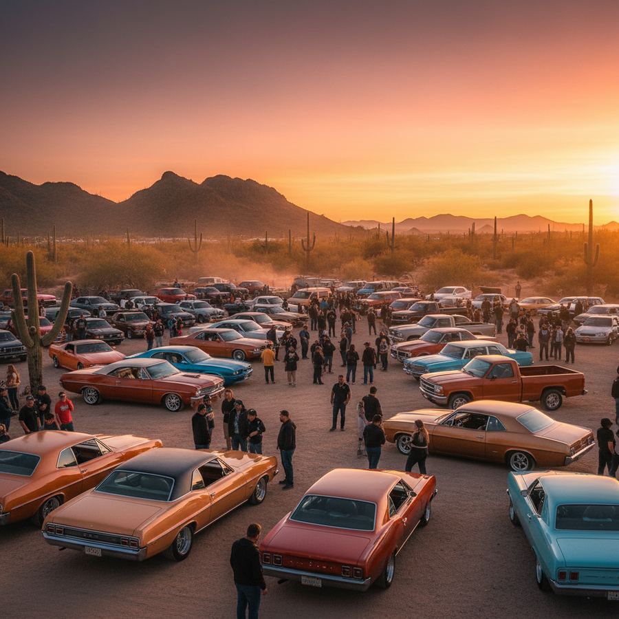 An Arizona garage with a partially disassembled project car and tools on the wall