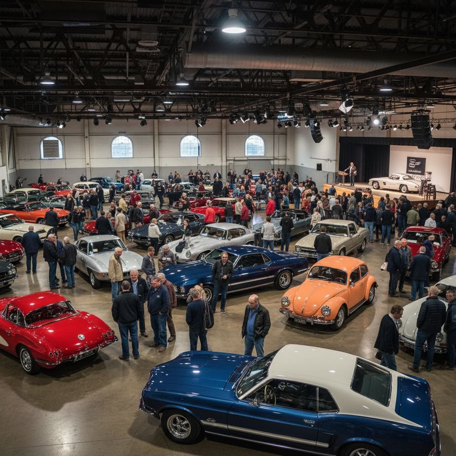 Collector cars on the auction block during Scottsdale auction week