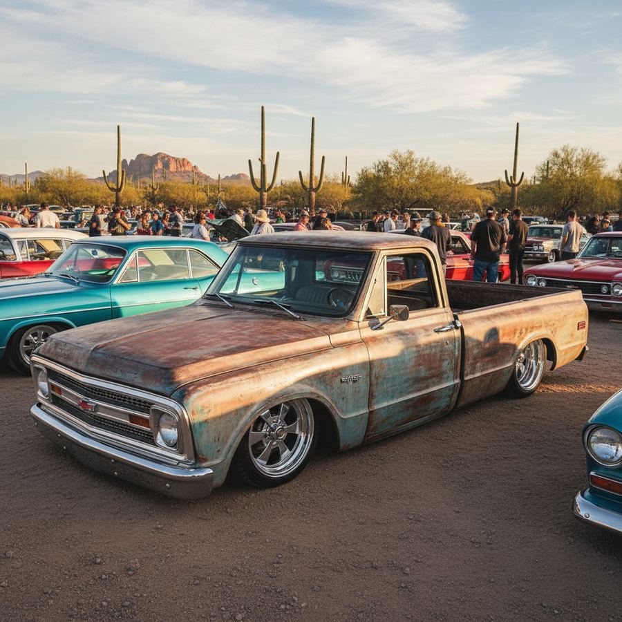 Lifted Jeep Wrangler and a Ford F-150 parked on a rocky Arizona desert trail